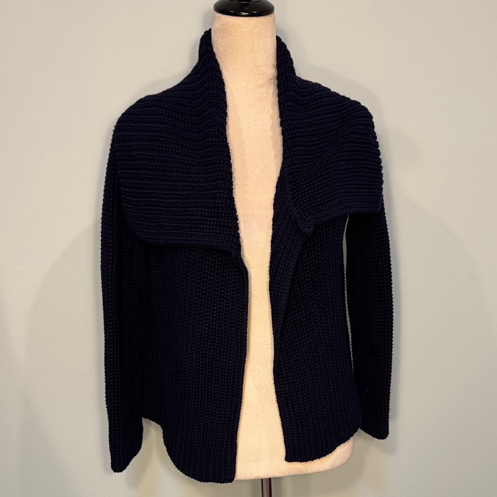 Talbots Navy blue chunky cable Knit Cardigan Size SP